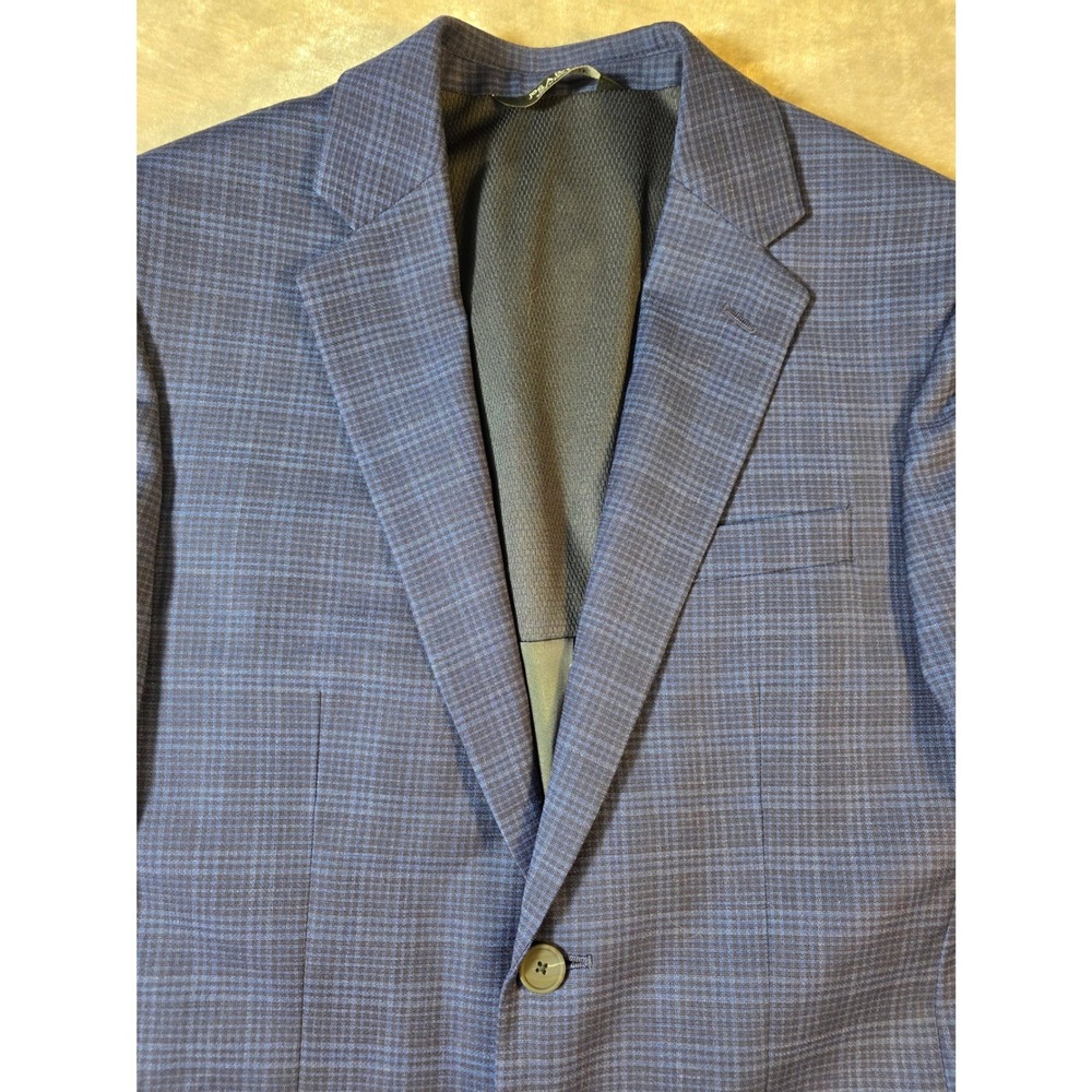 Jos. A. Bank  Traveler Travel Tech Slim Fit Wool Blend Blazer Men 38S Blue Plaid - Picture 2 of 10
